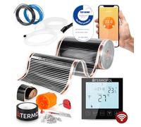 Termofol Chauffage Electrique par le Sol Set Tapis Chauffant avec WiFi Noir Thermostat 230V - Chauffage d'appoint Puissance 140 W/m2 - Surface 4 m² - Plancher Chauffant Electrique