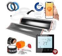 Termofol Chauffage Electrique par le Sol Set Tapis Chauffant avec WiFi Thermostat 230V Noir - Chauffage d'appoint Puissance 220 W/m2 - Surface 8m² - Plancher Chauffant Electrique