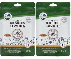 TERRA NOSTRA - Anti Moustiques Larvicides - Formulé avec du BTI - Compatible Fosse Septique - Traitement Eaux Stagnantes jusqu'à 25m² - Fabriqué en France - Sachet 50g (Lot de 2)