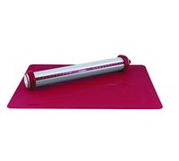 TERRAILLON Kit Rouleau à Pâtisserie Premium et Tapis en Silicone 44,5 x 7,5 x 7 cm - Rouleau Acier Inoxydable - Rouge