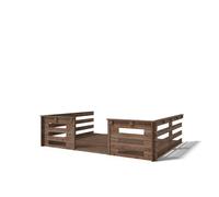 Terrasse en bois avec balustrade pour abri en bois - 12m2 - 4m x 3m - imprégnée - couleur: marron - DOM542