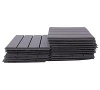 Terrasse en bois composite, plastique PP durable, système d'assemblage modulaire, gris foncé, gris foncé
