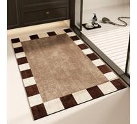 Terre De Diatomée 50X80 Géométrie Brune Ultra Absorbant Tapis De Bain,Tapis Antidérapant Baignoire Séchage Rapide Doux,Facile À Nettoyer,pour Porte D'Entrée,Chevet,Cuisine,Salon