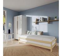 Terre de Nuit 2 Lits empilables 90x190 cm en Bois Massif, Naturel