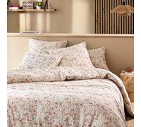 Terre de Nuit - Housse de Couette 140x200 Gaze de Coton à Fleurs Roses Terre de Nuit - Vieux Rose - Floral - 57 Fils/cm² - Base Droite