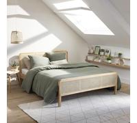 Terre de Nuit Lit Adulte en pin Massif Naturel avec véritable cannage Anna 140x190 - LT17018