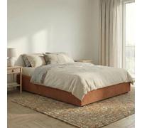Terre de Nuit Lit Coffre 140x190 Velours côtelé Terracotta en Velours - Rouge Terracotta