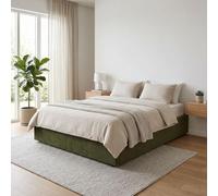 Terre de Nuit Lit Coffre 140x190 Velours Kaki en Velours - Kaki
