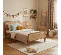 Terre de Nuit Lit Enfant 90x190 cannage Marron avec tête de lit Anna
