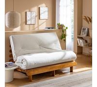 Terre de Nuit Matelas futon 140x190 mémoire de Forme Ferme Tissu Velours côtelé Écru