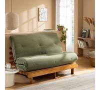 Terre de Nuit Matelas futon 140x190 mémoire de Forme Ferme Tissu Velours côtelé Kaki
