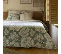 Terre de Nuit - Parure de lit 140x200 Coton à Fleurs Provence - Vert Sauge - Floral - 57 Fils/cm² - Base Droite