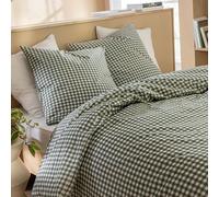Terre de Nuit - Parure de lit Vichy 260x240 Vert foncé - Vert - Carreaux - 57 Fils/cm² - Base Droite