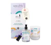 Terre d'Oc - Coffret Parfumé Fleur de Coton - Bougie (180g) & Parfum d'Ambiance (100ml) - Fragrance Fruitée Florale