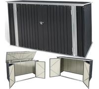 TERRE JARDIN Abri de Jardin Coffre métallique vélos, Outils | Abri de jardin coffre en acier galvanisé 210 x 105 x 130 cm, idéal pour ranger vélos, outils de jardin, tondeuse ou poubelles