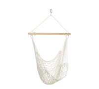 TERRE JARDIN Chaise hamac Suspendue hawaïenne - Bois et Corde tressée | Chaise hamac suspendue en bois et corde tressée, 120 x 90 cm, charge maximale 150 kg, couleur blanc et bois