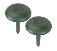 TERRE JARDIN Chasse Taupe Solaire à ultrasons - Lot de 2 - Vert | Lot de 2 répulsifs solaires à ultrasons et vibrations, couverture jusqu'à 500 m² par appareil, fonctionnement jour et nuit