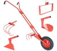 TERRE JARDIN - Cultivateur a Roue, 40 cm Diamètre - Cultivateur de Jardin, 4 en 1 - Cultivateur Manuel, avec Sarcloir, Butoir, Griffe, Soc de Charrue - Houe Maraîchère, Efficace et Robuste