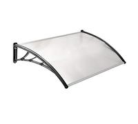 TERRE JARDIN Marquise de Porte - Auvent Polycarbonate translucide, Noir | Marquise de porte 240 cm en polycarbonate translucide 5 mm - Structure ABS noir et PVC - Design moderne et élégant