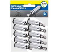 Terre Jardin Piton Douille rétractable INOX - Lot de 10 Fixations bâche | Lot de 10 pitons rétractables en acier inoxydable et aluminium, longueur 6,5 cm, diamètre 1,2 cm, fixation sécurisée