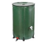 TERRE JARDIN - Réservoir Récupérateur Eau de Pluie, 250 L - Cuve Eau de Pluie, Pliable, en PVC Armée - Réservoir avec Robinet d'Arrêt et Robinet d'Écoullement - 250 litres - Vert