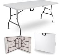 TERRE JARDIN - Table Pliante, 8 Places 180 x 74 x 74 cm,175 kg Max - Table Pliante Exterieur, Interieur Rectangulaire - Table de Jardin Pliante Blanche, Buffet, Fêtes, Camping - Stable et Robuste