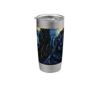 Terre-Neuve Chien Van Gogh Nuit étoilée Gobelet isotherme en acier inoxydable double paroi