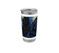 Terre-Neuve Chien Van Gogh Nuit étoilée Gobelet isotherme en acier inoxydable double paroi