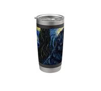 Terre-Neuve Chien Van Gogh Nuit étoilée Gobelet isotherme en acier inoxydable double paroi
