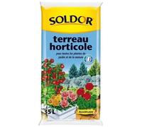Terreau Horticole SOLDOR, 35 L, Pour intérieur et extérieur, Plantations et rempotages