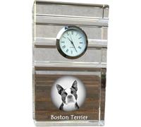 Terrier de Boston - horloge en verre avec photo, photo de chien en cristal, horloge sur pied personnalisée pour bureau de la marque Art-Dog