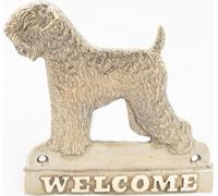 Terrier russe noir - plaque de porte avec chien, plaque de bienvenue en laiton, plaque exceptionnelle avec l'inscription « Welcome » de la marque Art-Dog