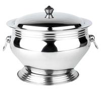 Terrine de service avec couvercle - En acier inoxydable - 5 litres - Argentée - Pour restaurants et services de traiteur