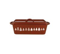Terrine montagne 34x13.5cm en fonte brique avec décor