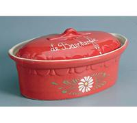 Terrine ovale 41.5cm décor rouge décor fleur blanches - Siegfried - 134 V 7 - baeckeoffe n°7