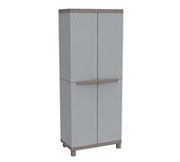 Terry - C-Rattan 3680, Armoire d'Intérieur et d'Extérieur avec 2 Portes à Effet Rotin, Séparation Verticale et 3 Étagères