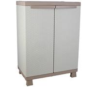 Terry - C-Rattan 680, Armoire d'Intérieur et d'extérieur, 2 Portes à Effet Rotin, 1 Étagère Intérieure
