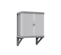 Terry, cabine murale Rolling Space, armoire murale à deux portes coulissantes, extérieure et intérieure, 2 étagères intérieures réglables, gris, en plastique recyclé, dimensions : 59 x 36 x 59 cm