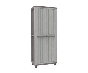 Terry - Jwood 368, Armoire à 2 portes Multifonction, Armoire à Balais Effet Bois, 4 Étagères, pour Intérieur et Extérieur Couvert, 68x37,5x170 cm