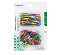 Terryshop74 Lot de 330 trombones colorés assortis, 250 de 2,8 cm + 80 de 5 cm, trombones métalliques revêtues pour feuilles, documents, bureau, école et maison