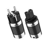 Tertullus 1 paire de fiches Schuko haut de gamme + fiche pour appareils à froid en fibres de carbone rhodiées pour câble d'alimentation hifi (rhodié, E860)