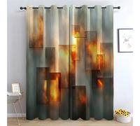 TERUEA Rideau Occultant Abstrait Géométrique, Géométrie Orange Lumineuse Abstraite Rideau Isolant Thermique pour Salon Chambre, Rideaux Motif Vintage-H300 x L140 cm (2 Panneaux)