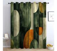 TERUEA Rideau Occultant Géométrique, Géométrie Abstraite mi-siècle Motif Abstrait Rideaux Salon Moderne Décoration De Fenêtre-H215 x L100 cm (2 Panneaux)