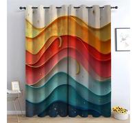 TERUEA Rideau Occultant Géométrique, Lune Abstraite colorée Motif Abstrait Rideaux Salon Moderne Décoration De Fenêtre-H180 x L140 cm (2 Panneaux)