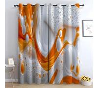 TERUEA Rideau Occultant - Marbre Fluide Bulle Orange Blanc déco Minimaliste Thermique Motif Abstrait Moderne, Rideaux Chambre Salon Fenetre-H230 x L130 cm (2 Panneaux)