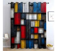 TERUEA Rideau Occultant Thermiques - Bloc Couleur géométrique Moderne Rideaux pour Cuisine Chambre Salon-H270 x L130 cm (2 Panneaux)