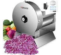 TERUISI Coupe-Légumes Électrique, Trancheuse Professionnelle en Inox avec Épaisseur Réglable 0-13mm, 2 en 1 Mandoline de Cuisine Manuelle & Électrique pour Citron, Pomme de Terre, Oignon, Tomate, 230V