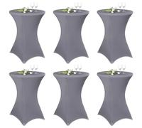 Teruntrue 6 pièces de housses pour mange-debout 80 cm, housses pour tables debout gris clair pour Ø 80-85 cm mange-debout et tables de bistro, nappe extensible avec poches pour pieds pour mariage