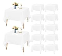 Teruntrue Lot de 12 Nappe Carrée Blanche Tissu 132 x 132cm Lavable Nappe Table Basse en Polyester pour Fête Mariage Buffet Camping Restaurant