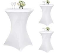 Teruntrue Lot de 3 Housse Mange Debout 80x110 Blanc Nappe Mange Debout, Nappe de Table Mariage pour Table de Banquet de Cocktail de Mariage (Blanc)